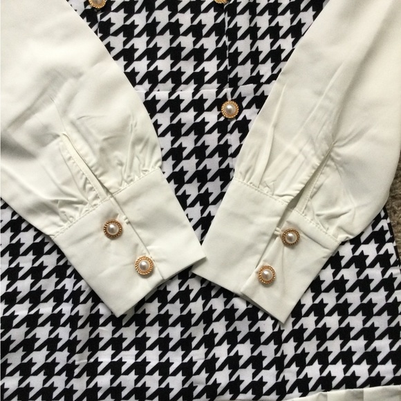 π₯π₯HOST PICπ₯π₯ Slayr Houndstooth Panel Puff Sleeve Pleated Hem Dress - Picture 10 of 13